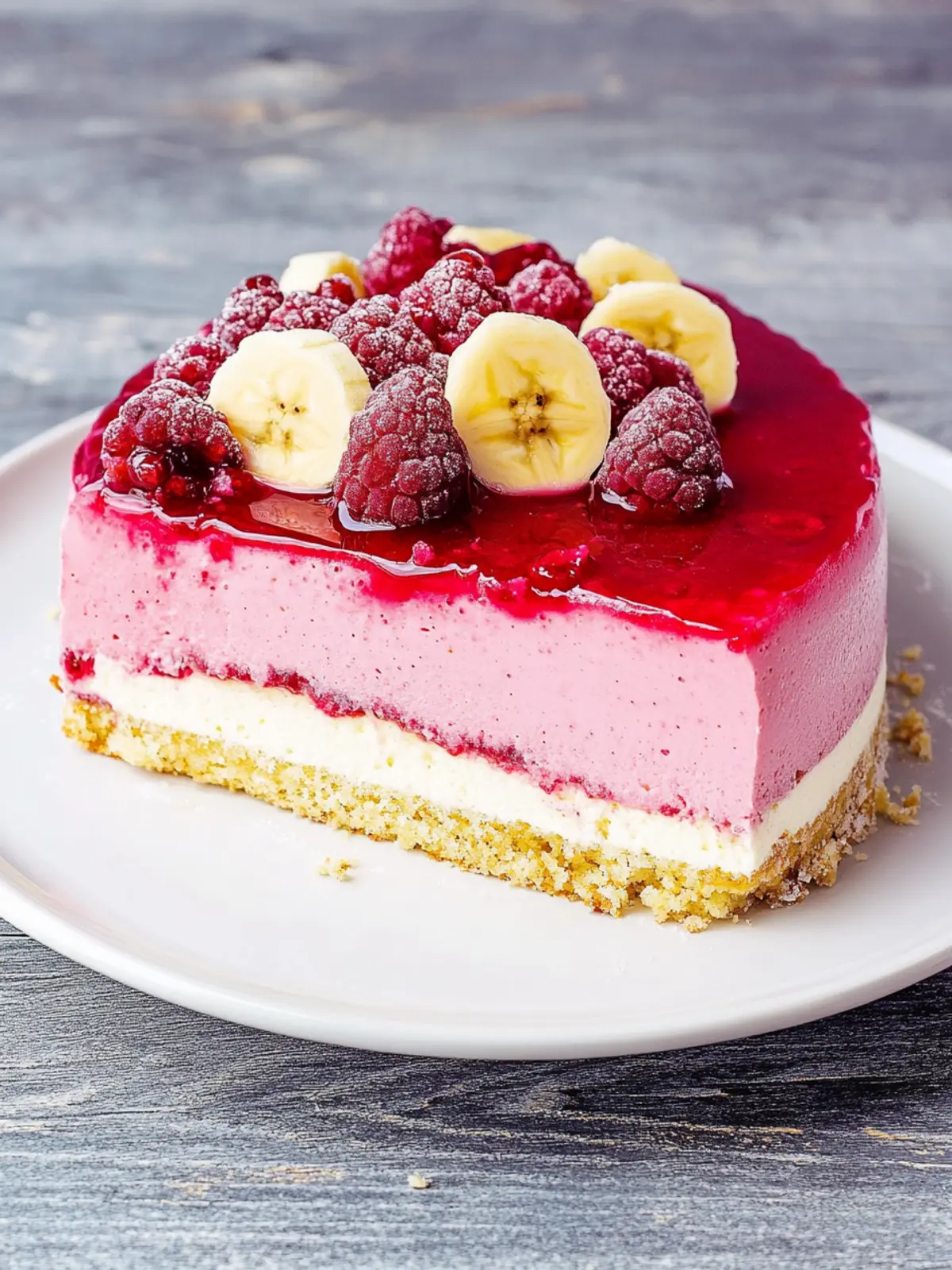 Himbeermoussetorte mit Bananenfüllung
