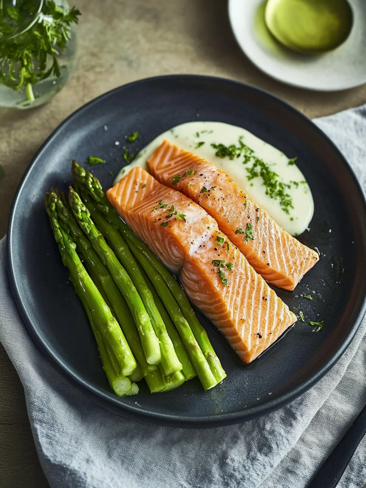 Grüner Spargel mit Lachs