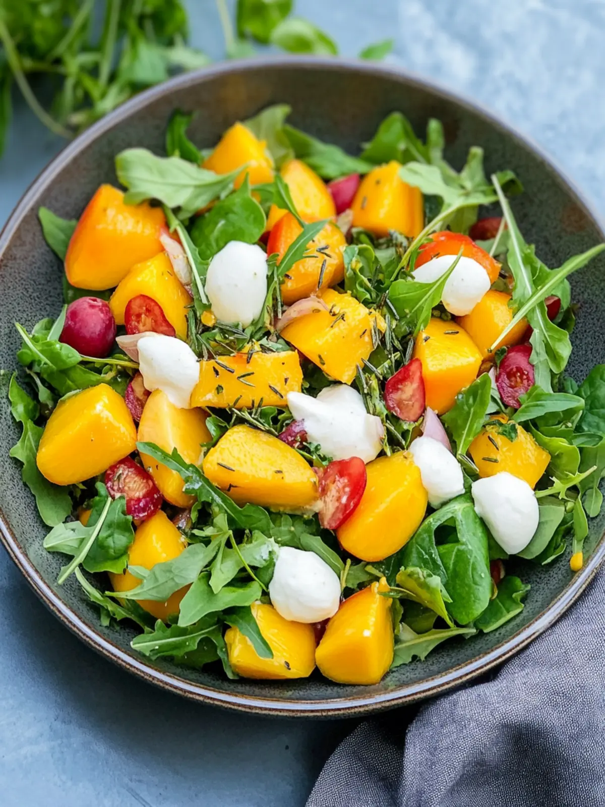 Rucola-Mango-Salat mit Pinienkernen