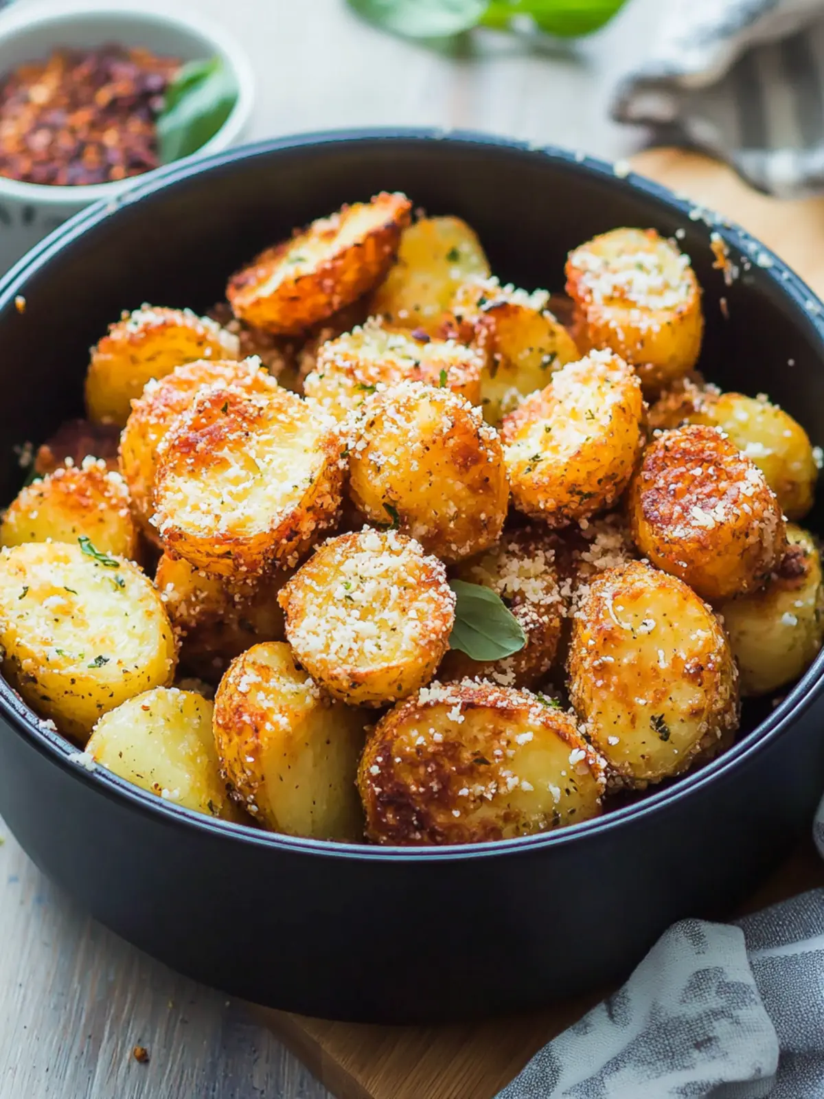 Einfache knusprige Air Fryer Parmesan Rotschalenkartoffeln