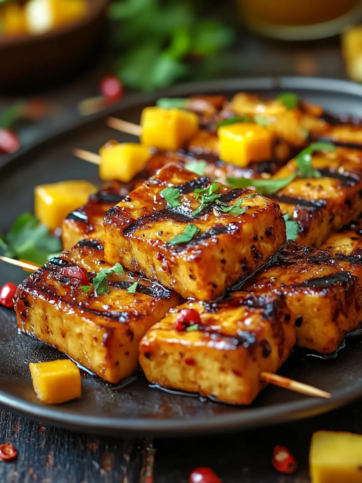 Grilltofu mit Mango-Chutney-Glasur