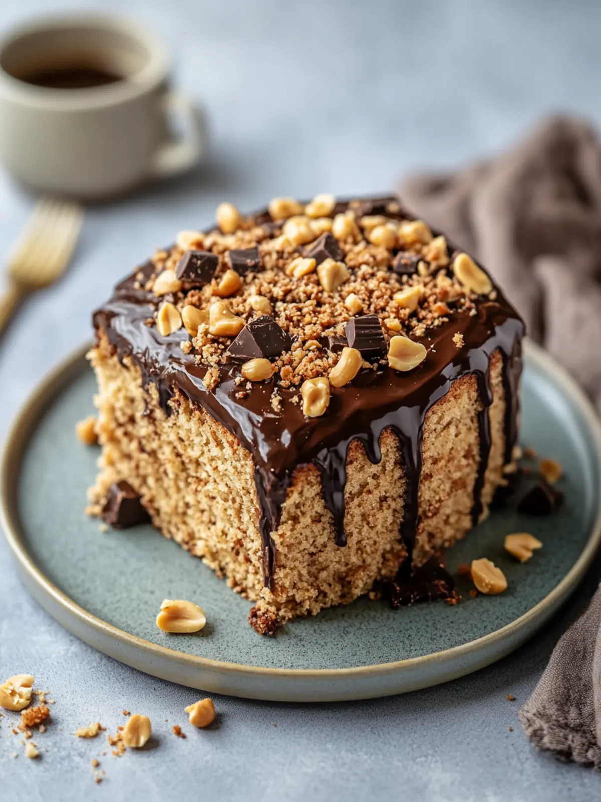 Snickers cake - mixing cake with chocolate and peanut