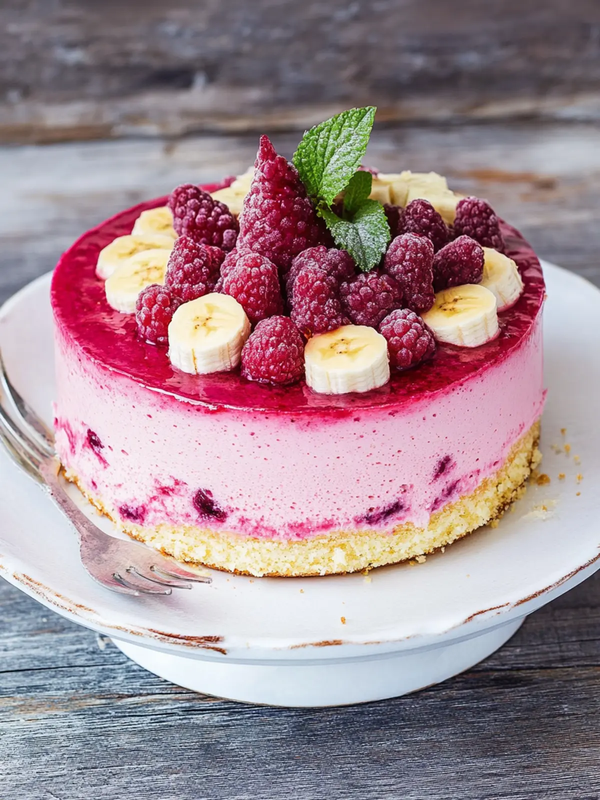 Himbeermoussetorte mit Bananenfüllung