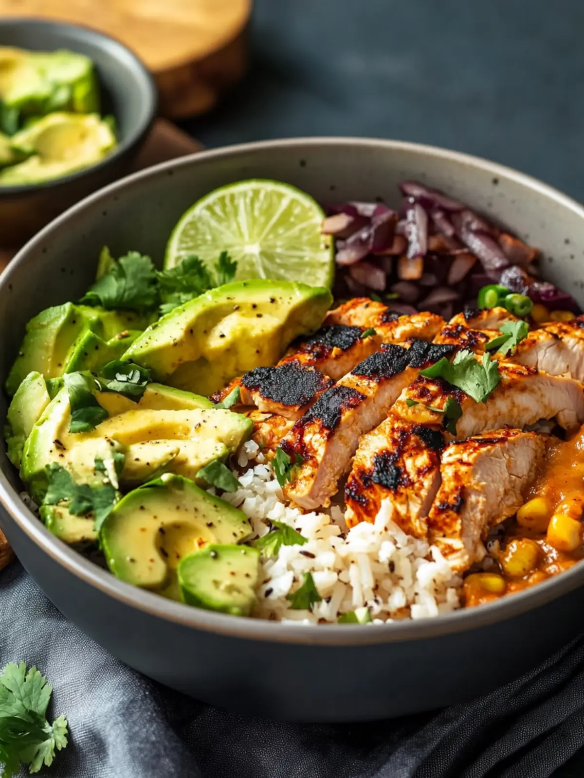Mexikanische Schüssel mit Hähnchen & Chipotle-Dressing