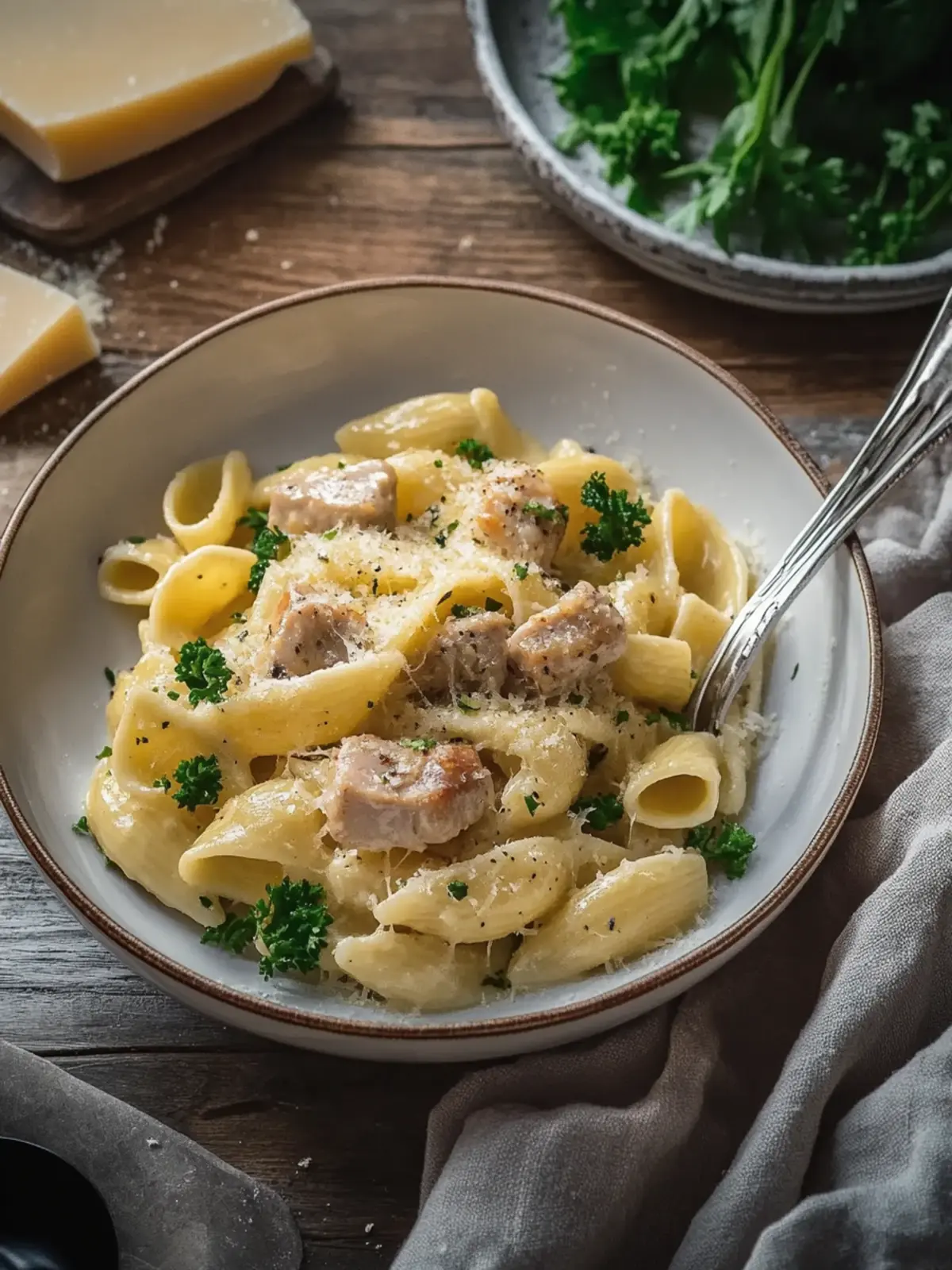 Ein-Topf Knoblauch Parmesan Hähnchen Pasta