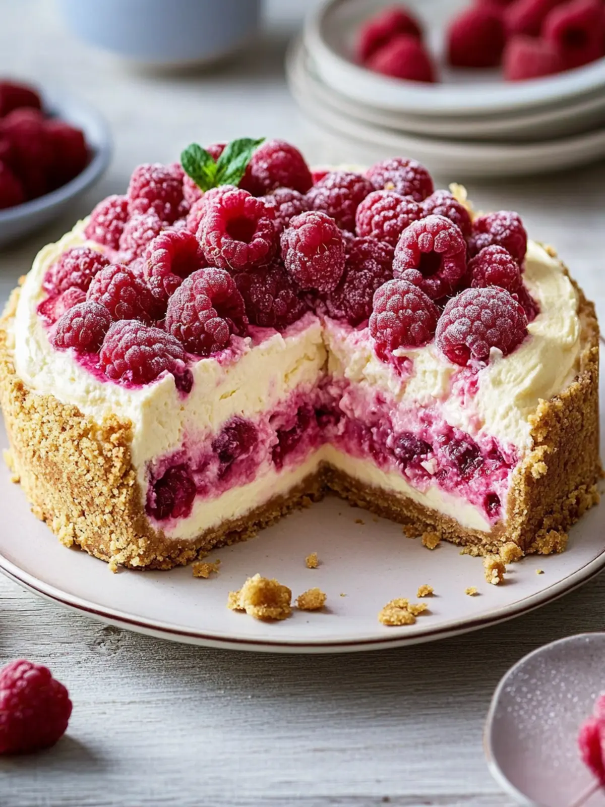 Fruity, creamy, crunchy: The perfect raspberry cheesecake for hot days