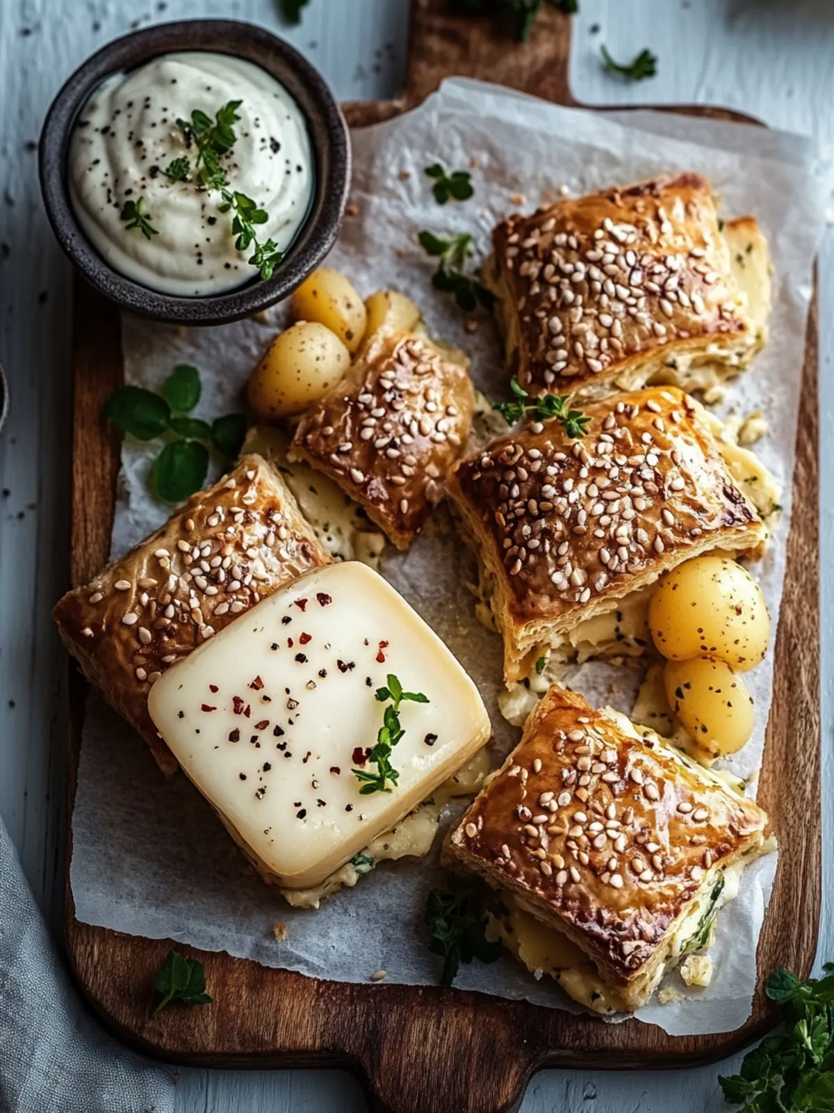 Käse Vegan Kartoffel und Zwiebel Blätterteiggebäcke