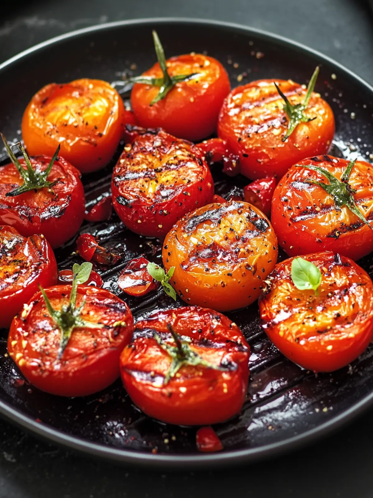 Gegrillte Tomaten in Kräutermarinade