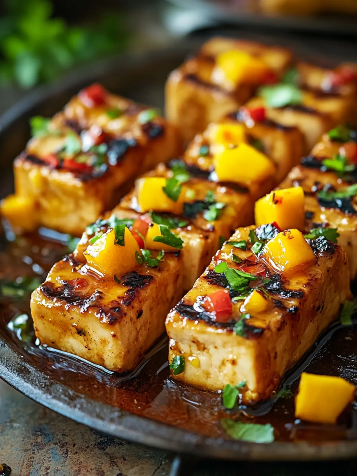 Grilltofu mit Mango-Chutney-Glasur