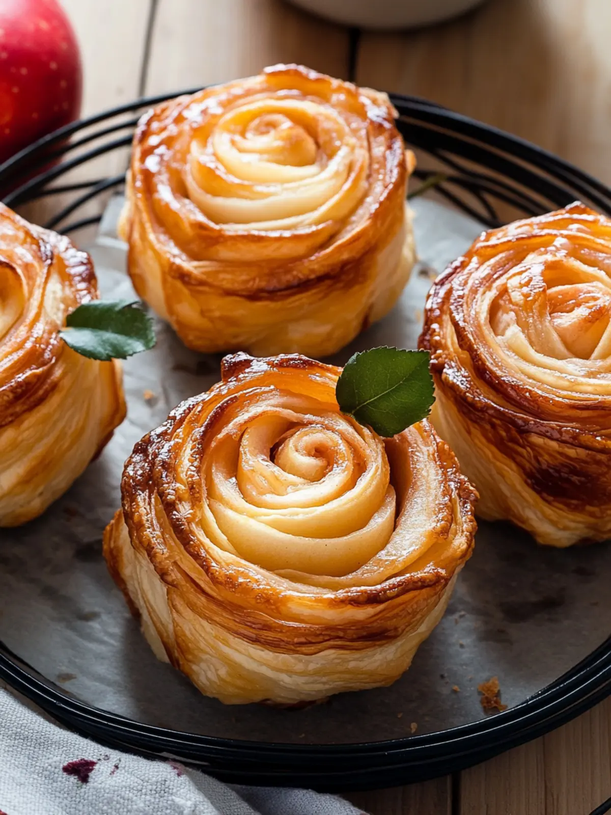 Quick apple roses with puff pastry