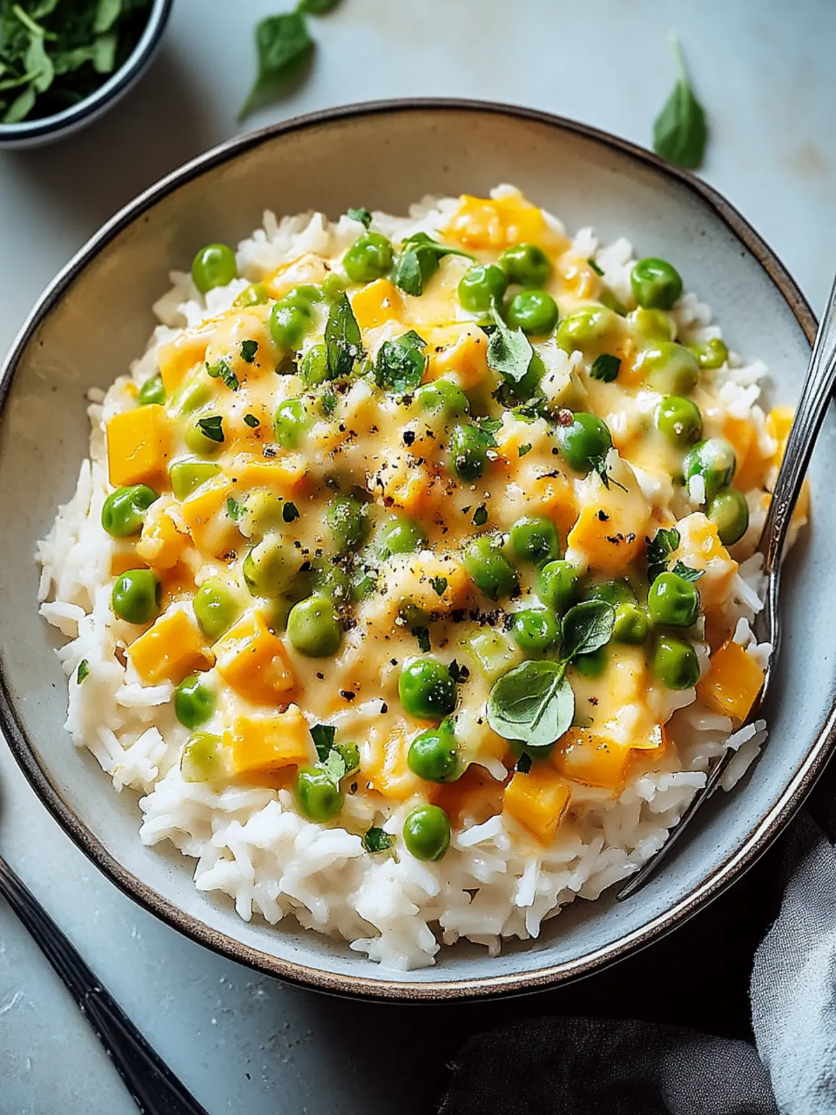 Reis mit Gemüse-Frischkäse-Sauce
