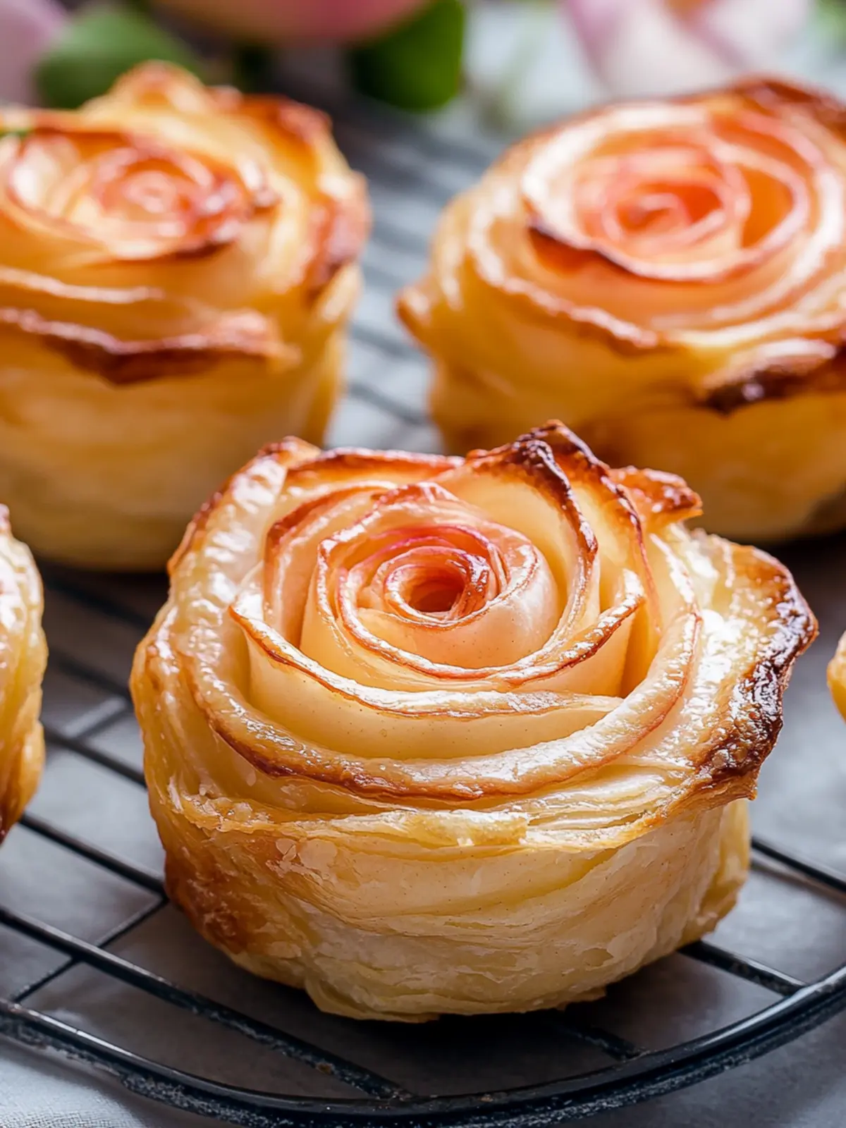 Quick apple roses with puff pastry