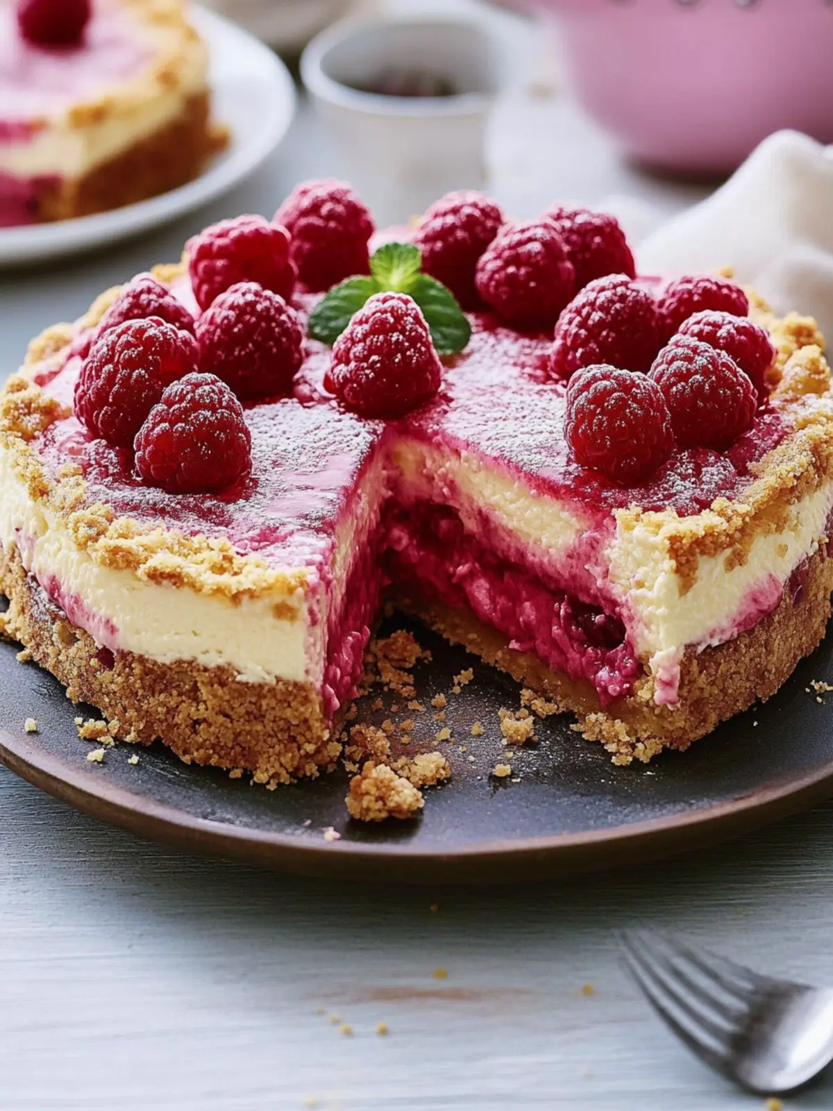 Fruity, creamy, crunchy: The perfect raspberry cheesecake for hot days