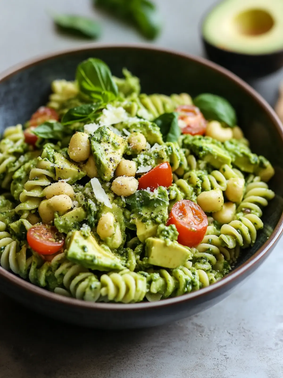 Cremige Avocado Pesto Pasta Salat