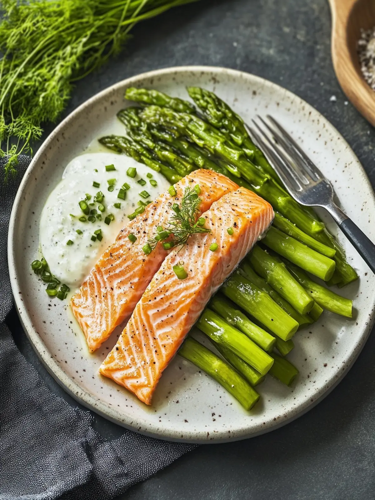 Grüner Spargel mit Lachs