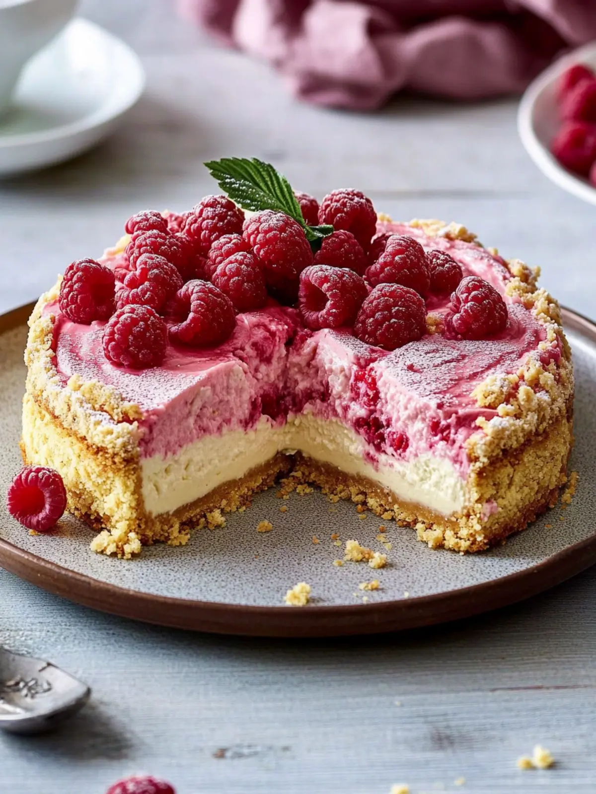 Fruity, creamy, crispy: The perfect raspberry cheesecake for hot days