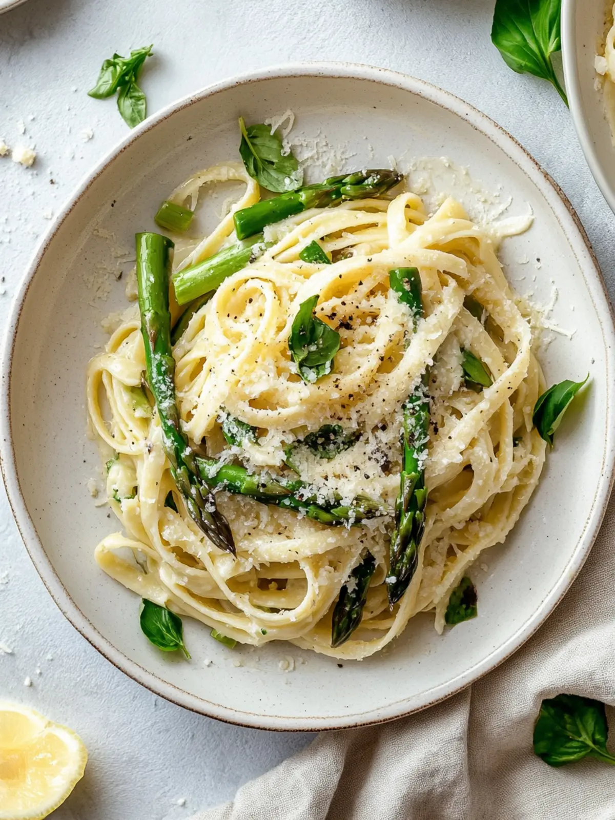 First spring feelings: Light asparagus pasta in lemon-parmesan sauce
