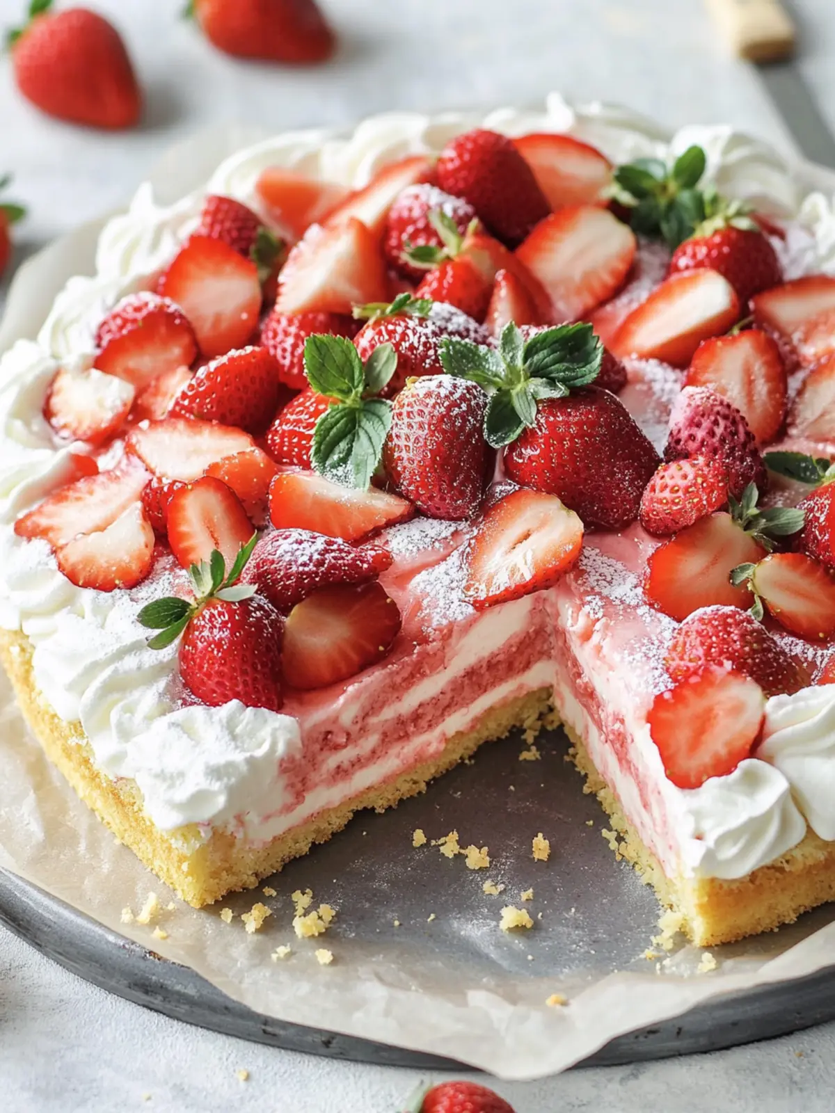 Quick Strawberry Curd Cake from the Tray