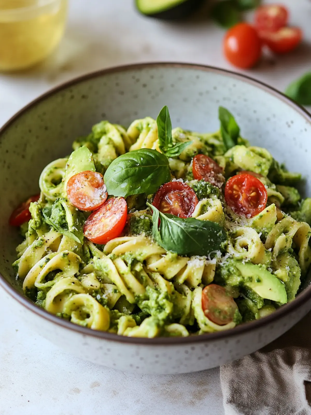 Cremige Avocado Pesto Pasta Salat