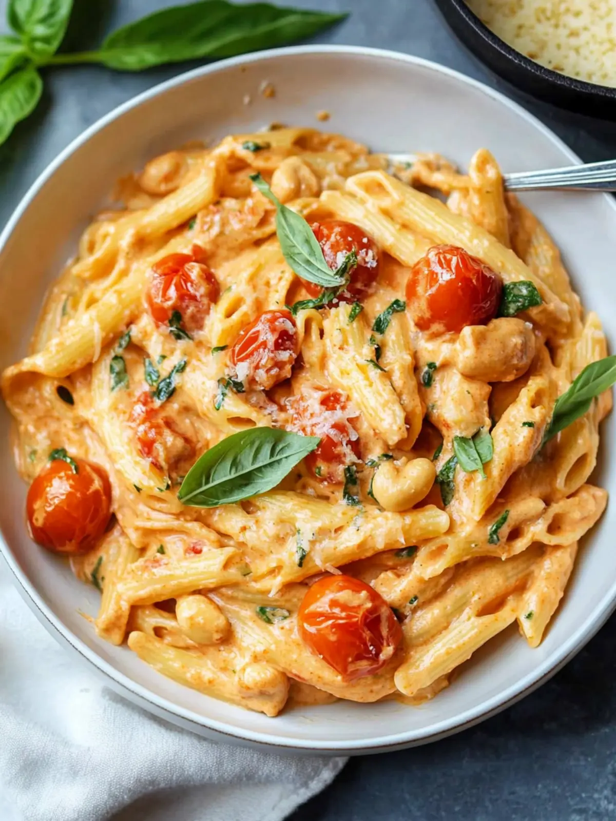 Cremige vegane Cashew-Tomaten-Pasta