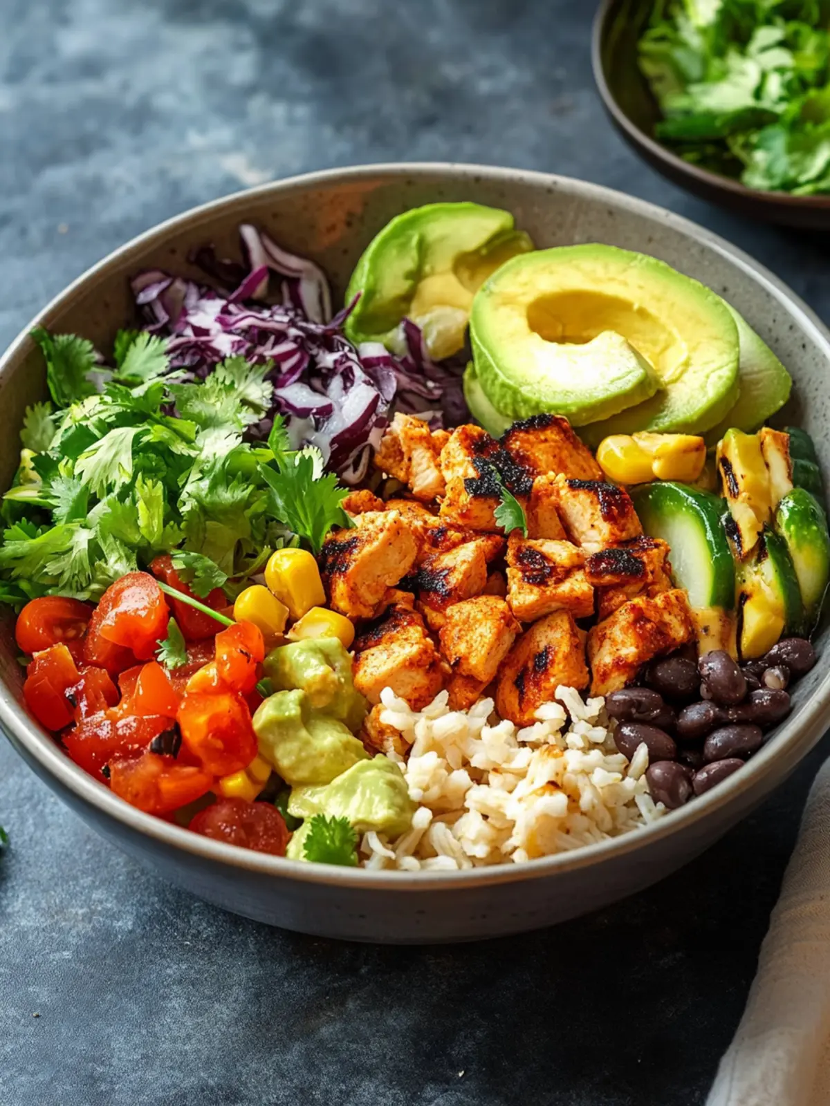 Mexikanische Schüssel mit Hähnchen & Chipotle-Dressing