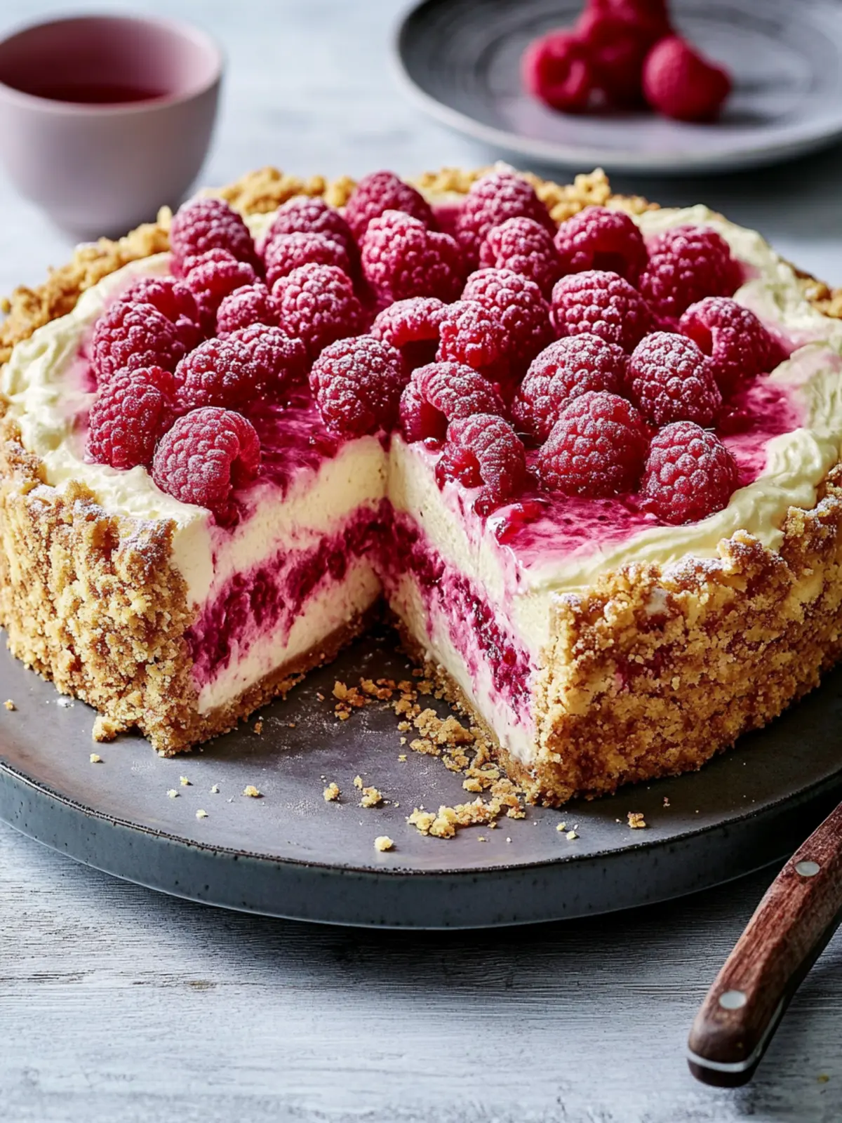 Fruity, creamy, crispy: The perfect raspberry cheesecake for hot days