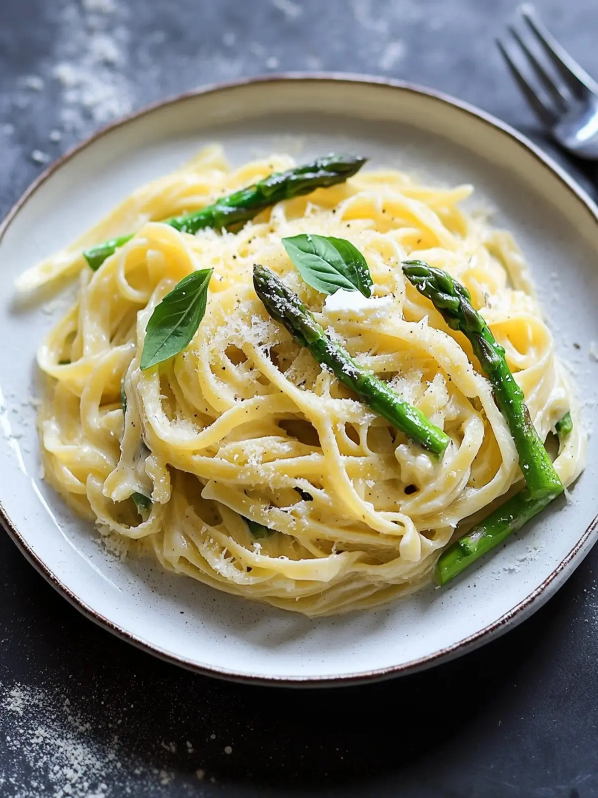 Quick asparagus kitchen: cream cheese pasta with green asparagus