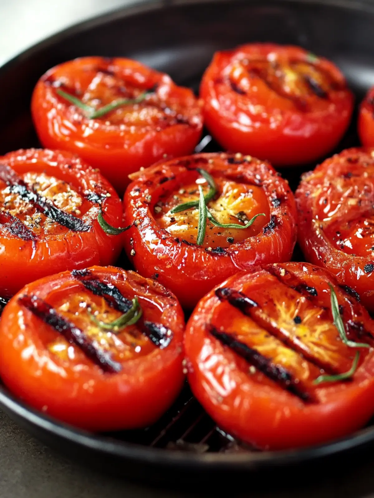 Gegrillte Tomaten in Kräutermarinade