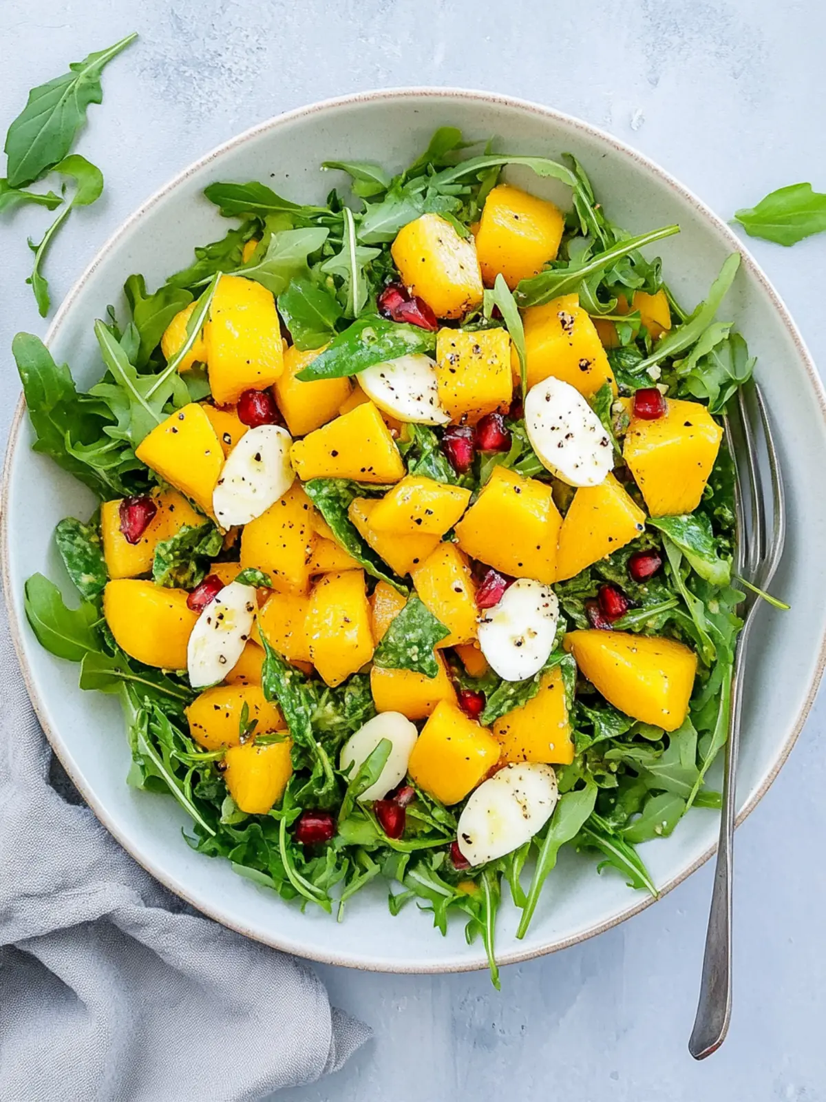 Rucola-Mango-Salat mit Pinienkernen