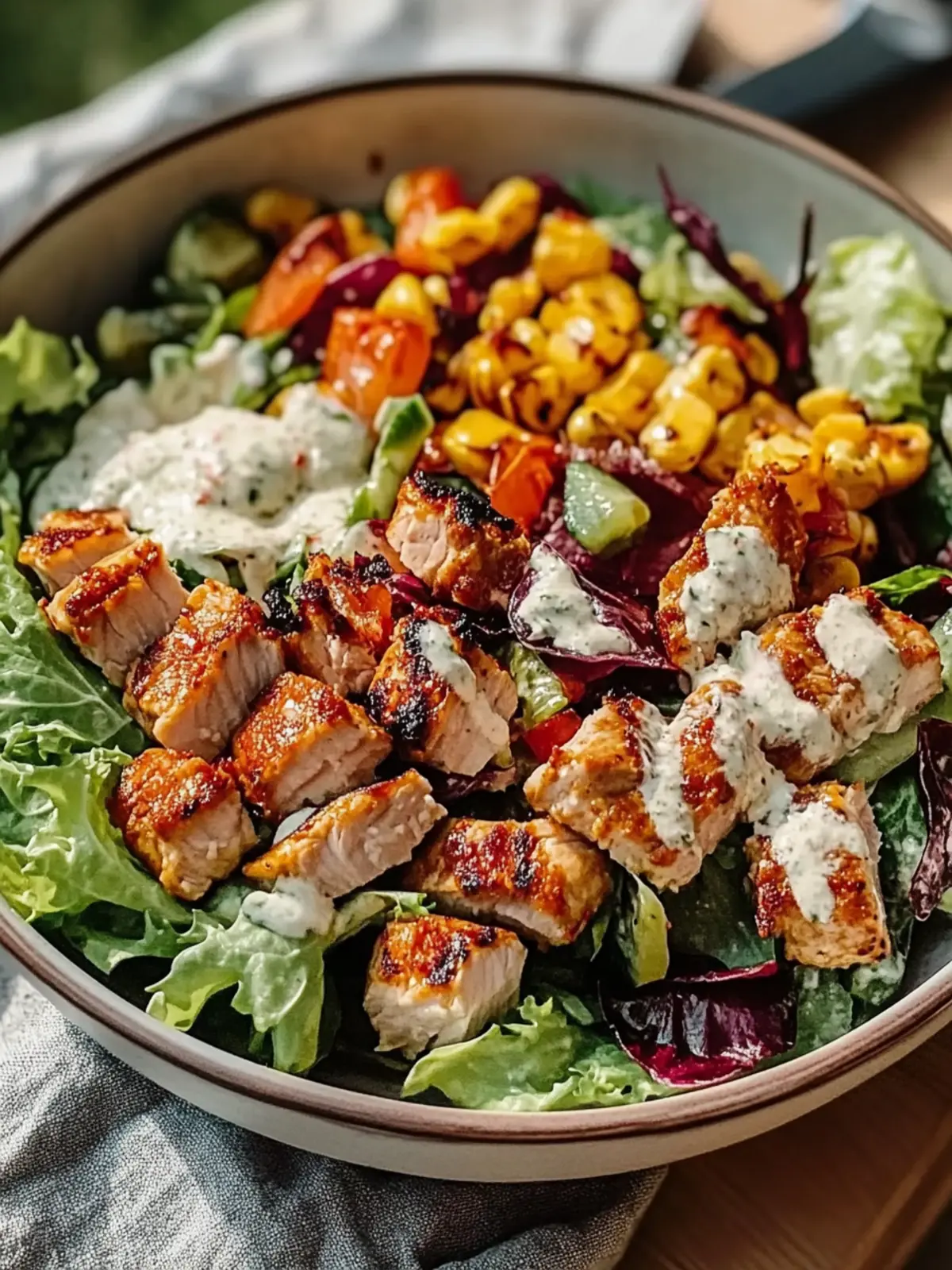 BBQ Hähnchen Geschnittene Salat