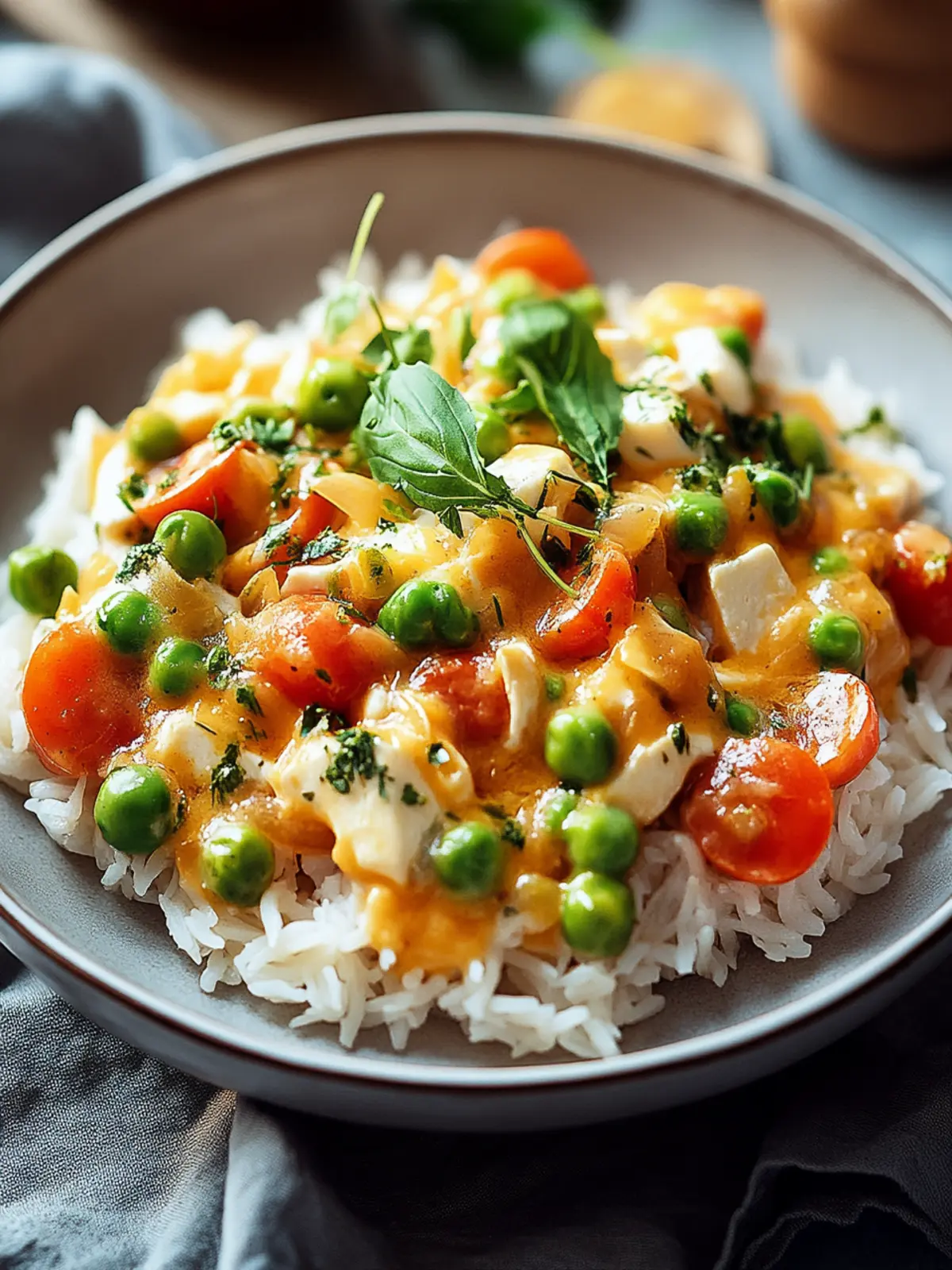 Reis mit Gemüse-Frischkäse-Sauce