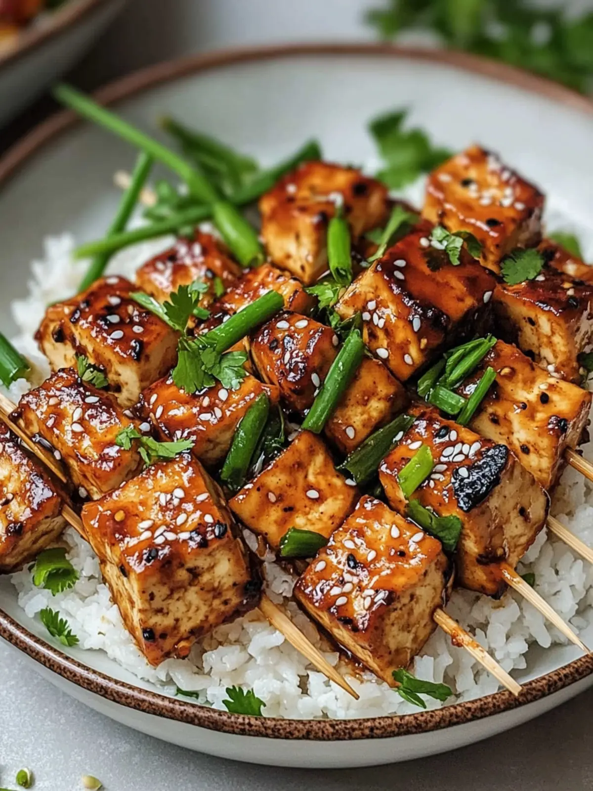 Knoblauch-Soja-Glasierte Tofu-Spieße