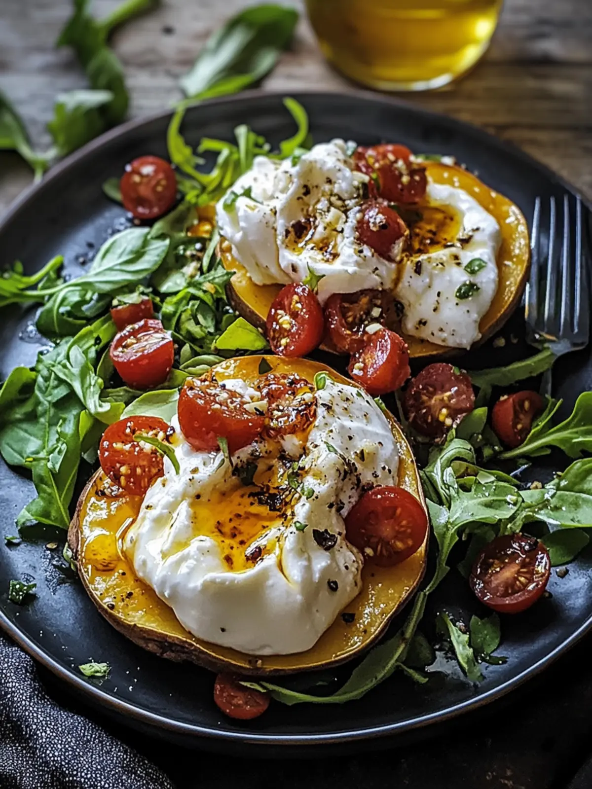 Gefüllte Süßkartoffeln mit Burrata