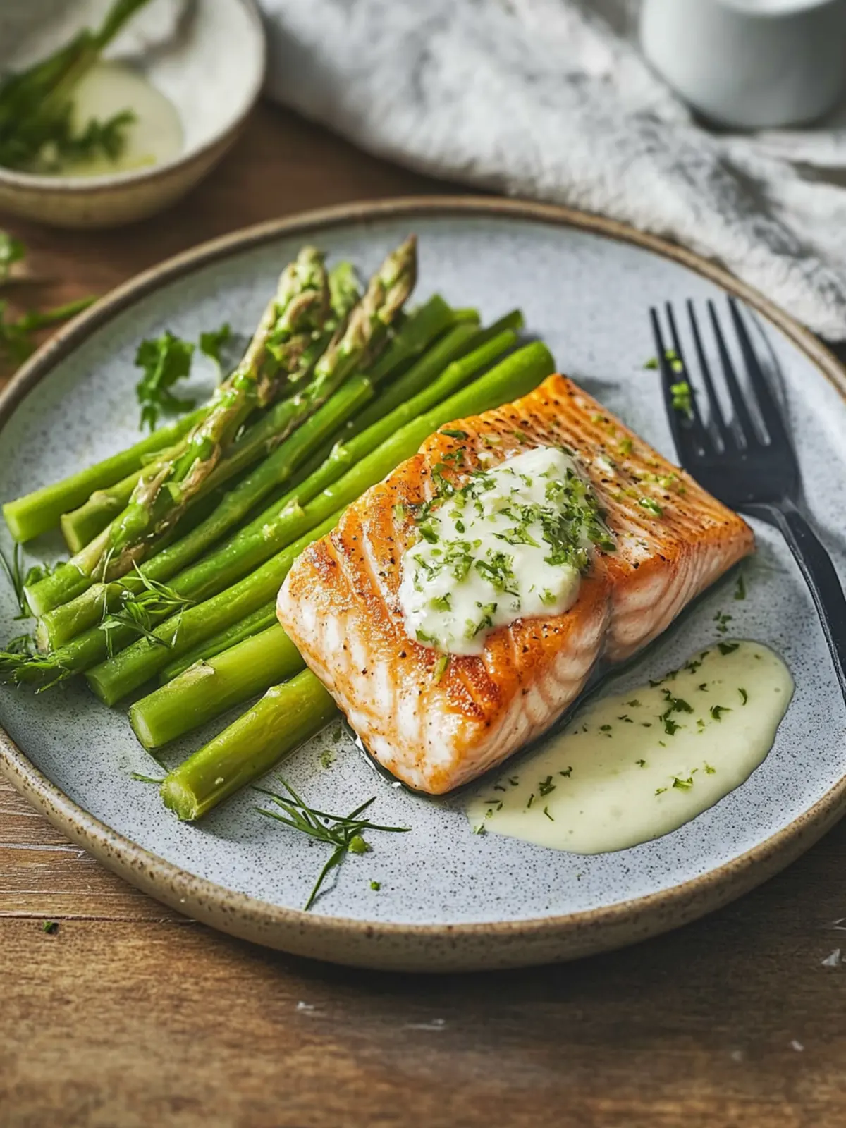 Grüner Spargel mit Lachs