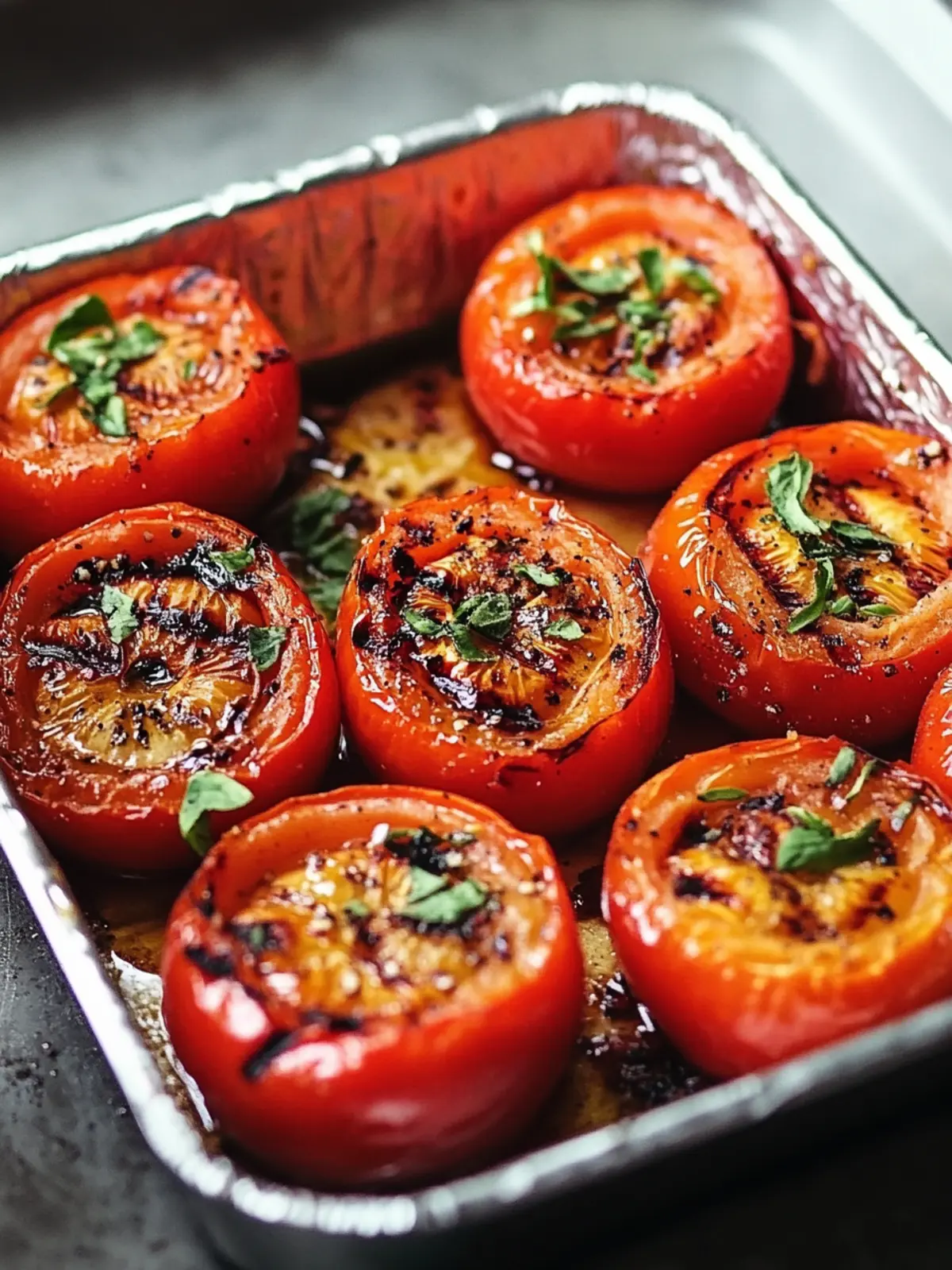 Gegrillte Tomaten in Kräutermarinade