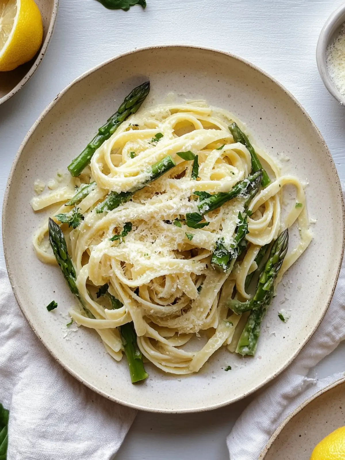 First spring feelings: Light asparagus pasta in lemon-parmesan sauce