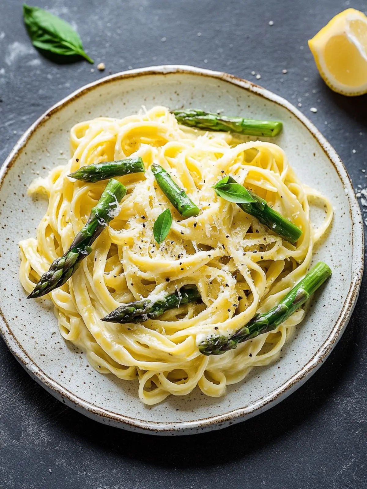 Quick asparagus kitchen: cream cheese pasta with green asparagus