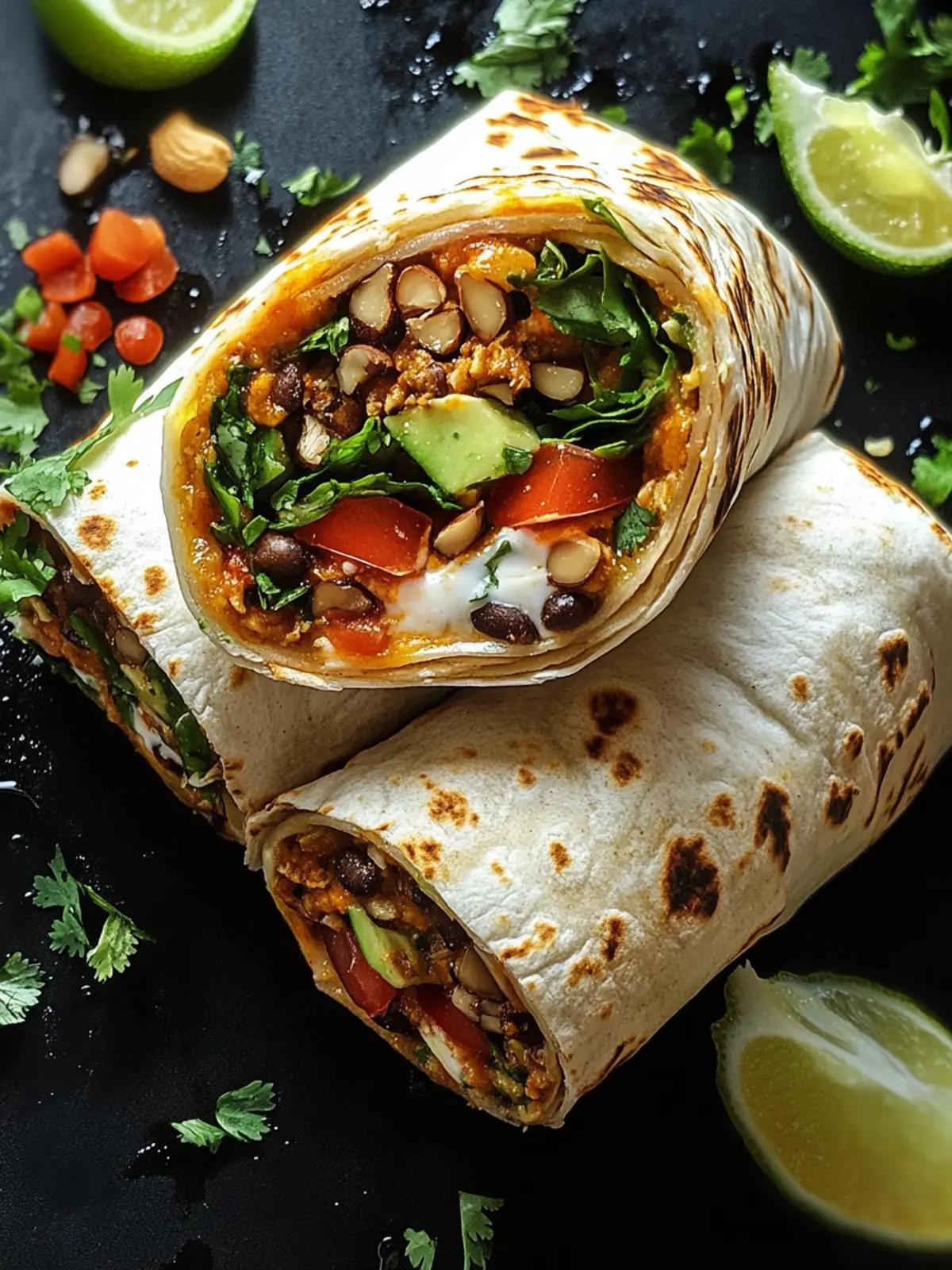 Vegetarische Burritos mit Linsen und Walnüssen