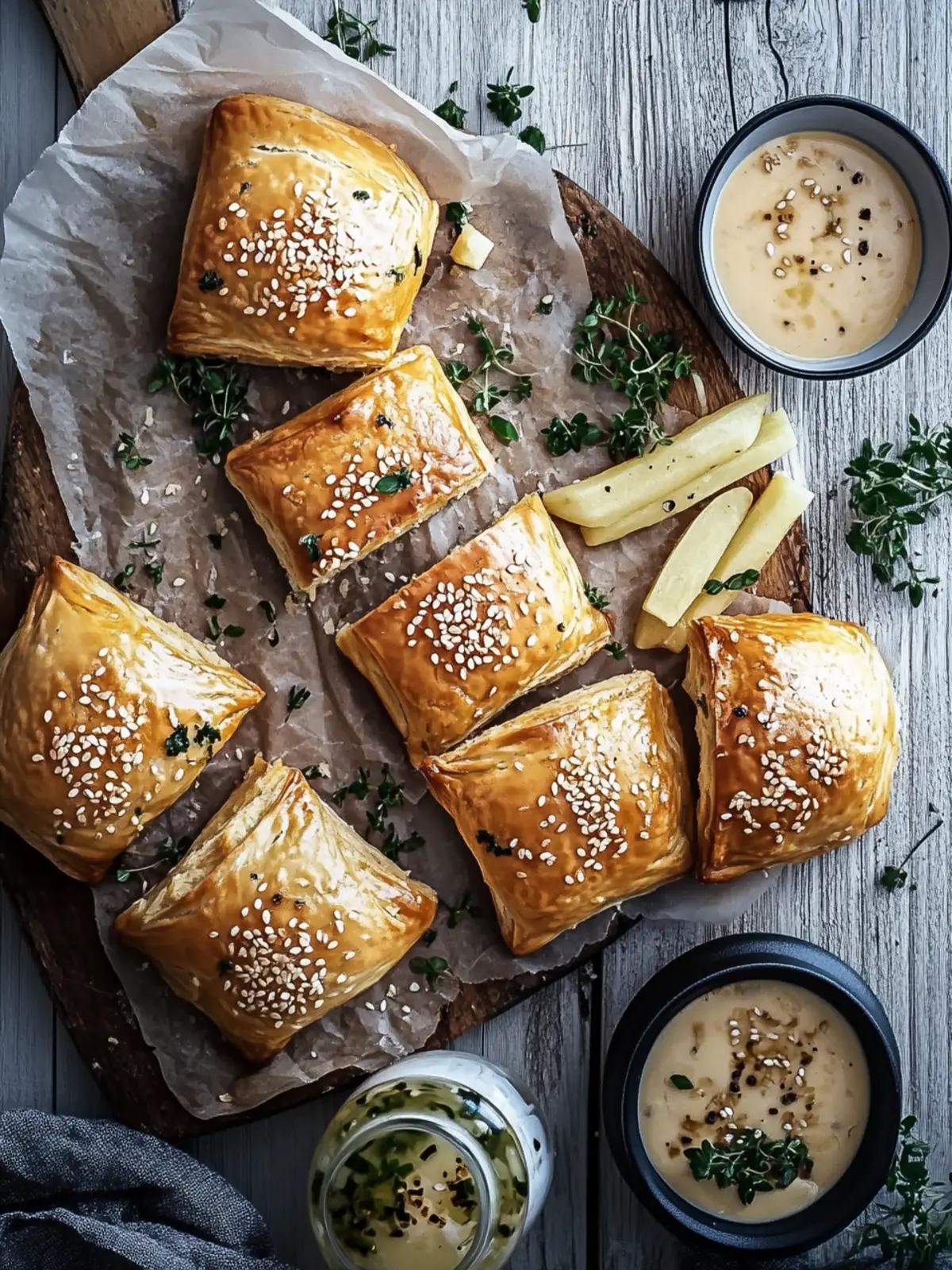 Käse Vegan Kartoffel und Zwiebel Blätterteiggebäcke