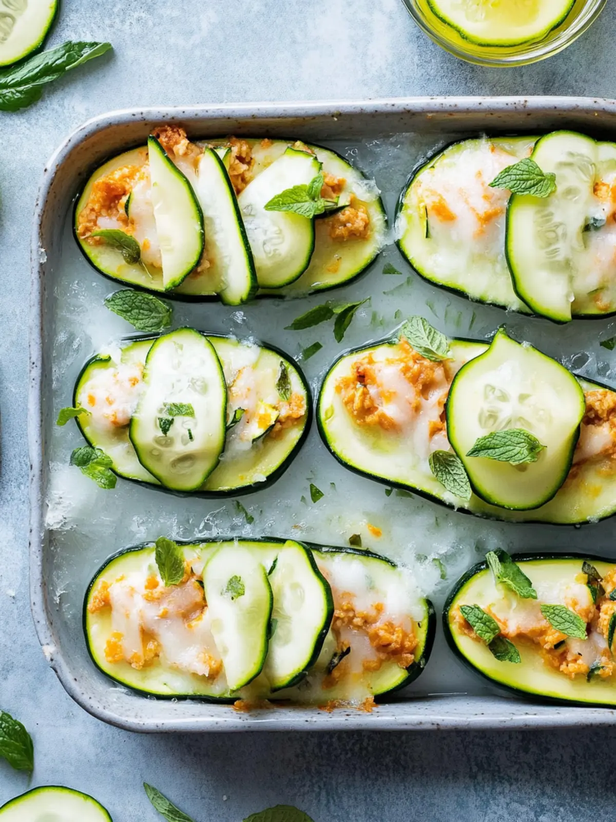 Truthahn gefüllte Zucchini-Boote