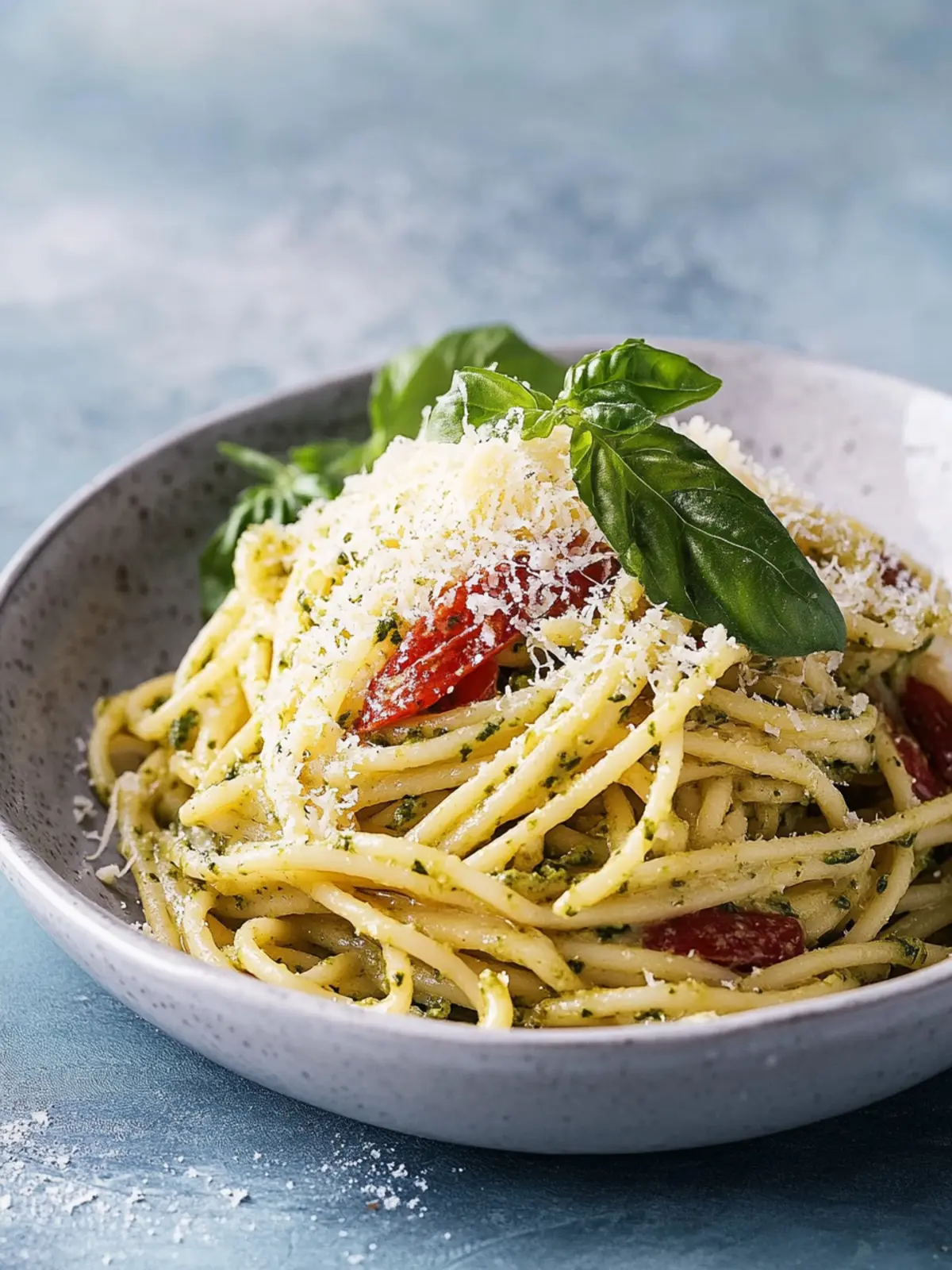 Cremige Pesto-Pasta mit knusprigem Parmesan-Hühnchen
