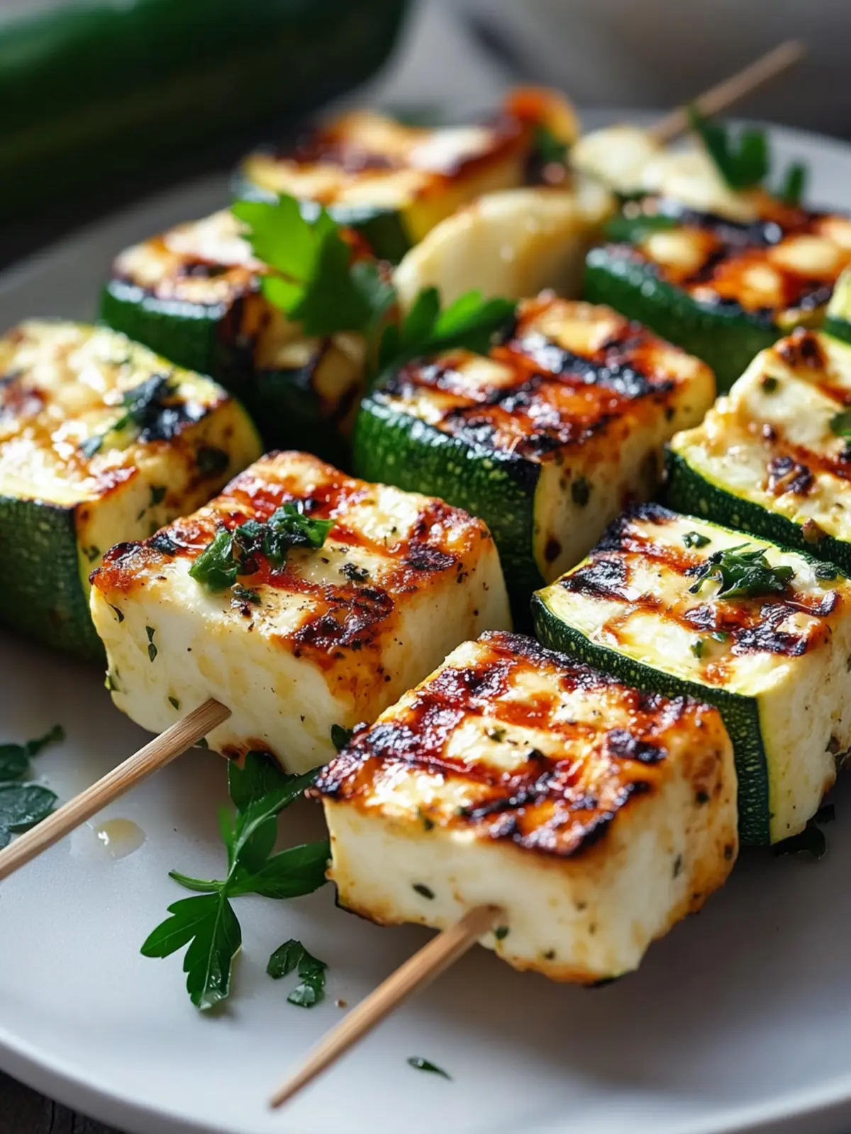 Halloumi Zucchini Spieße Vom Grill: Sommerlich, Lecker & Vegetarisch
