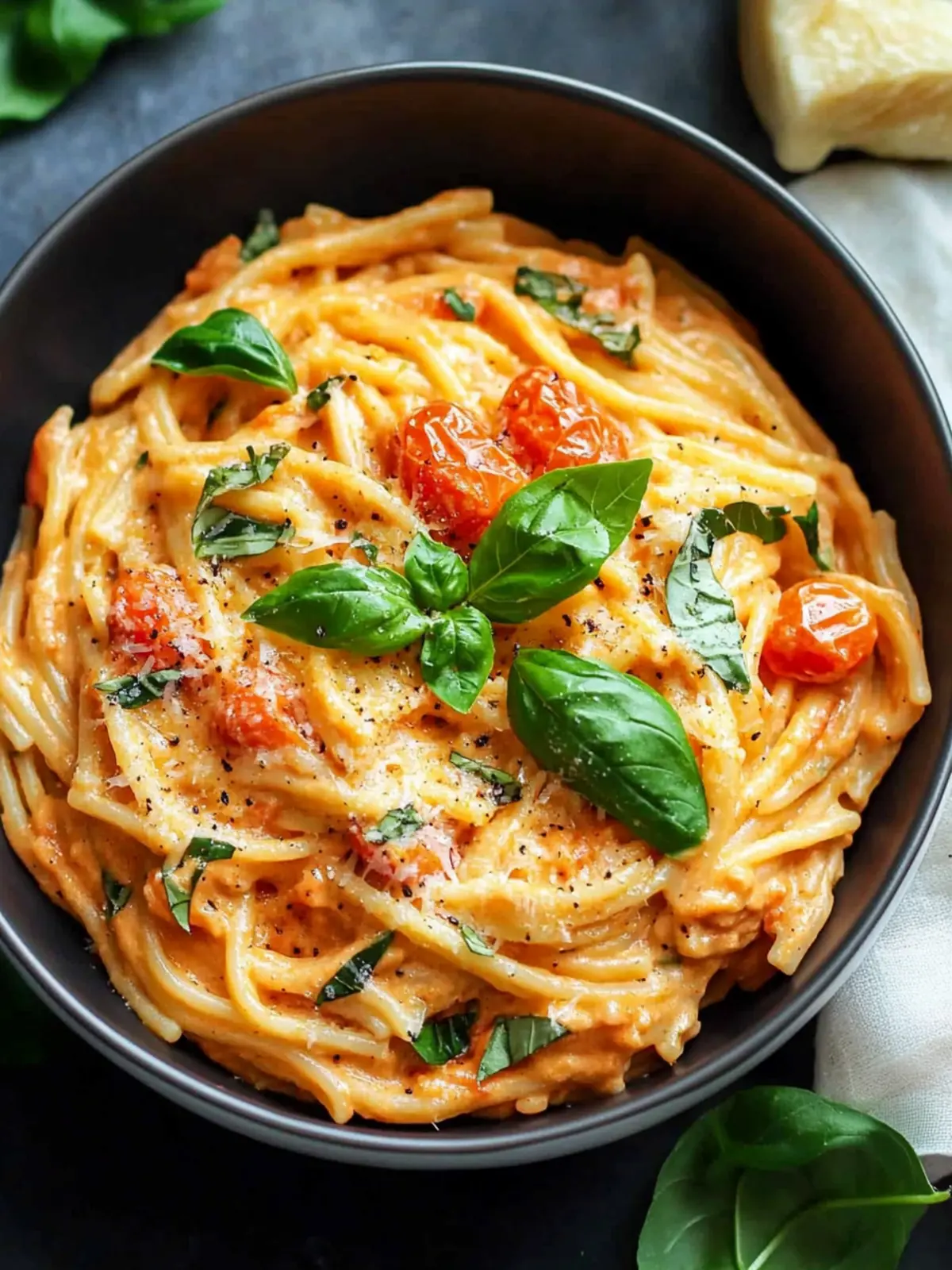 Cremige vegane Cashew-Tomaten-Pasta
