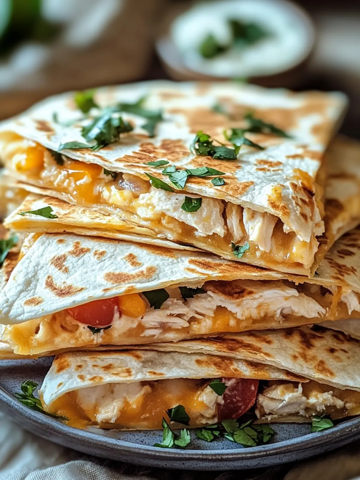 Hochproteinhaltige Hühnchen-Ranch-Quesadilla einfach zubereiten