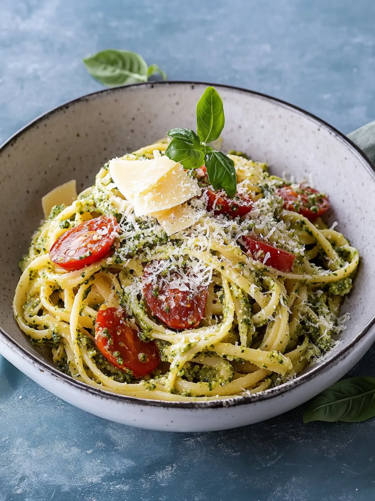 Cremige Pesto-Pasta mit knusprigem Parmesan-Hühnchen