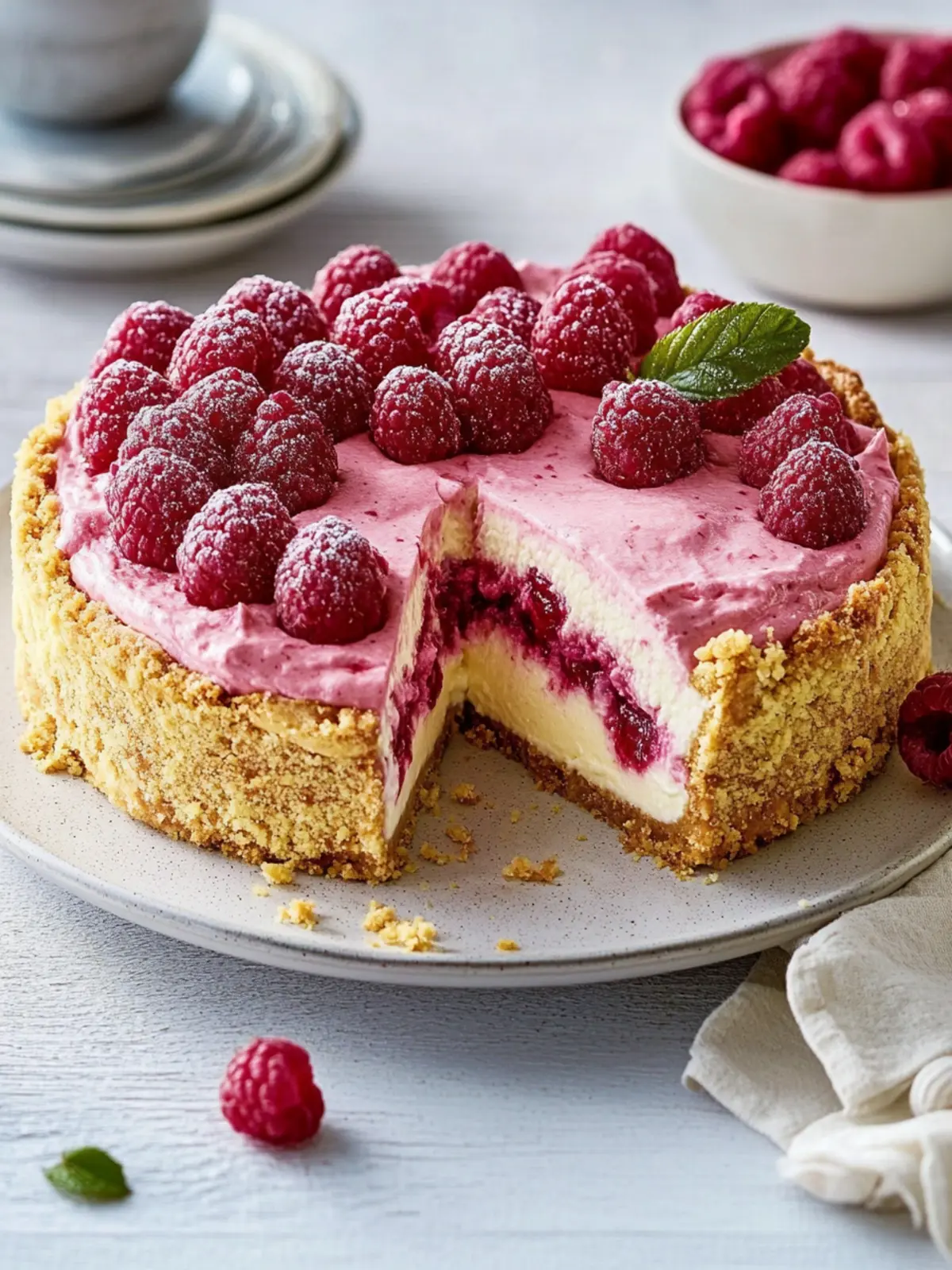 Fruity, creamy, crunchy: The perfect raspberry cheesecake for hot days