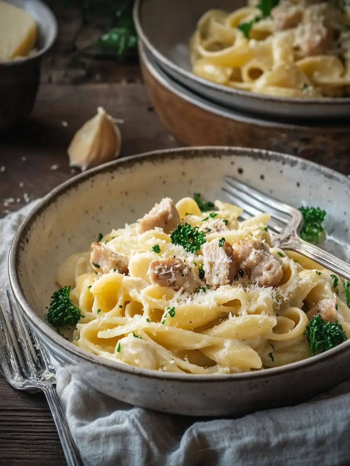 Ein-Topf Knoblauch Parmesan Hähnchen Pasta