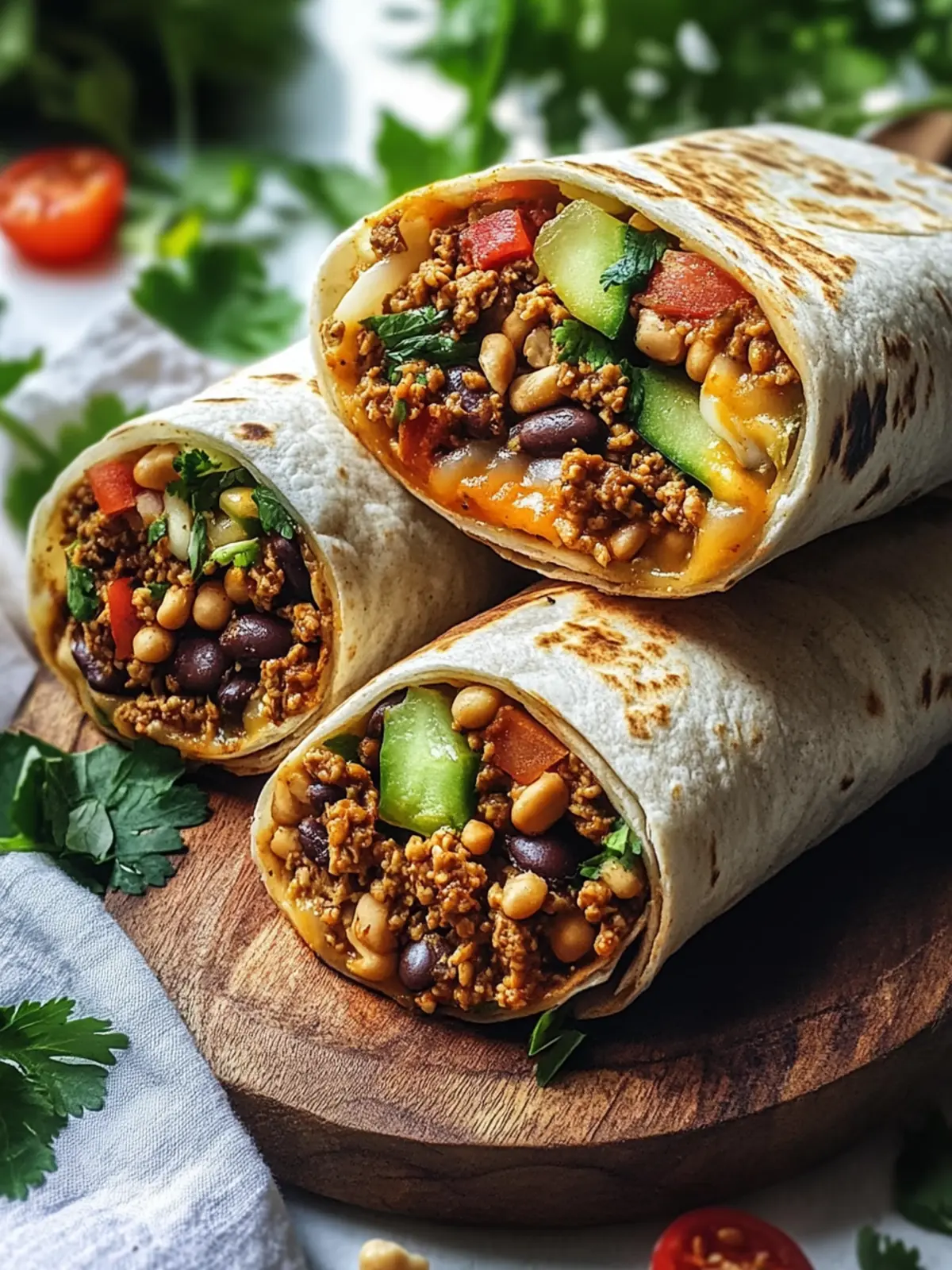 Vegetarische Burritos mit Linsen und Walnüssen