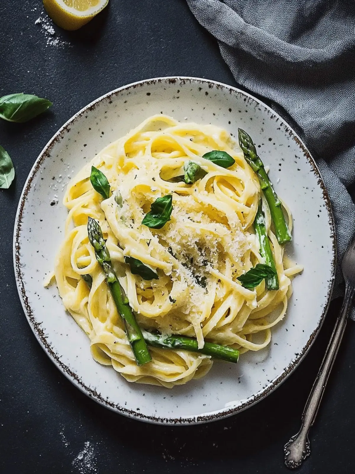 Quick asparagus kitchen: cream cheese pasta with green asparagus