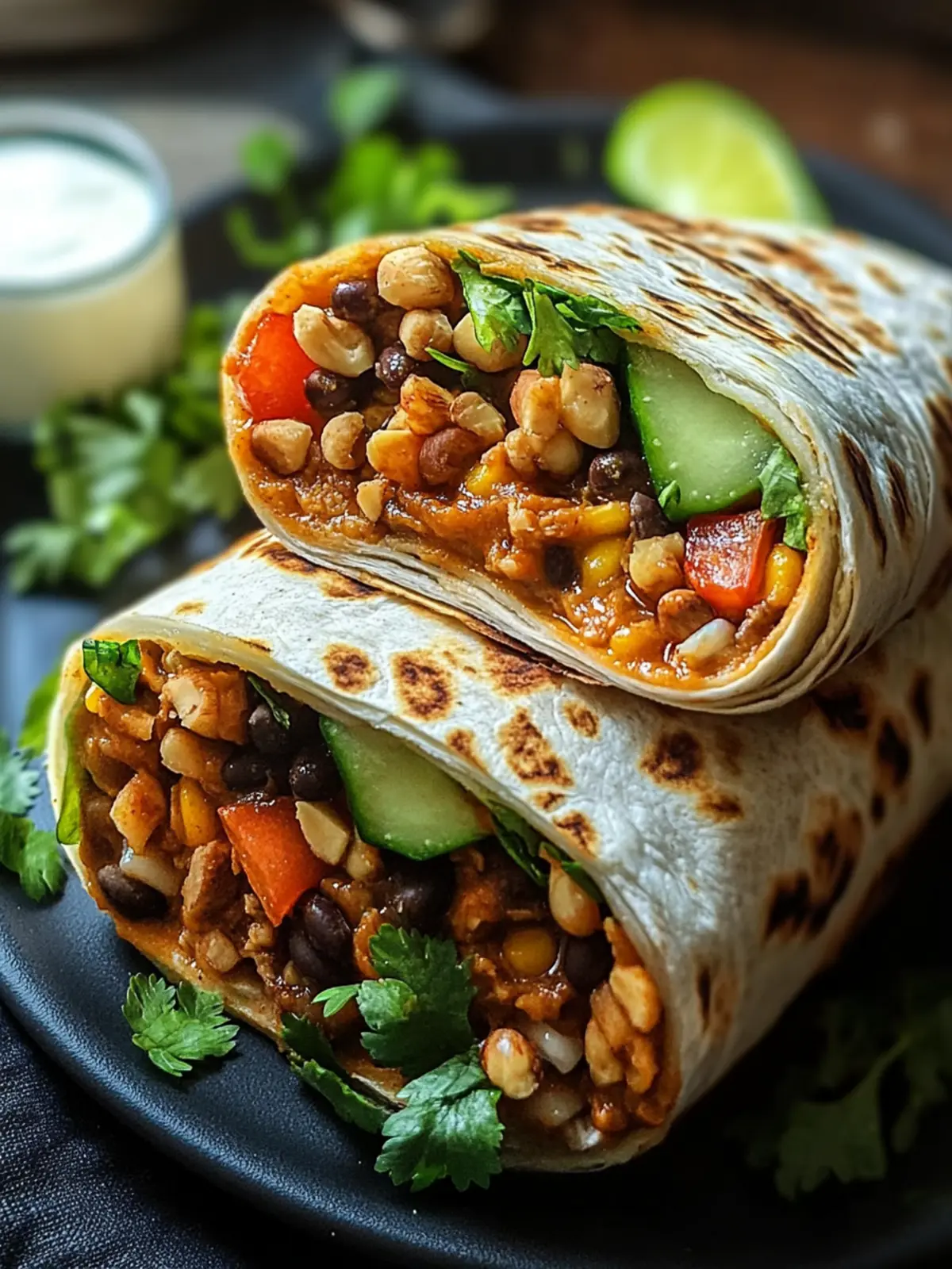 Vegetarische Burritos mit Linsen und Walnüssen